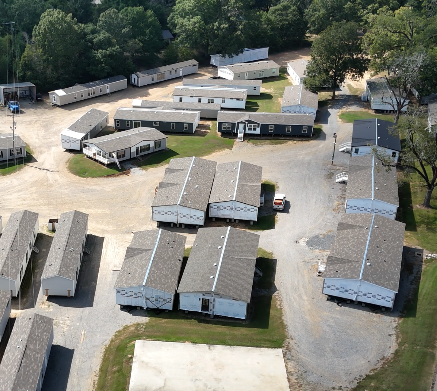 Aerial view of McCants Mobile Homes lot in Woodville Mississippi